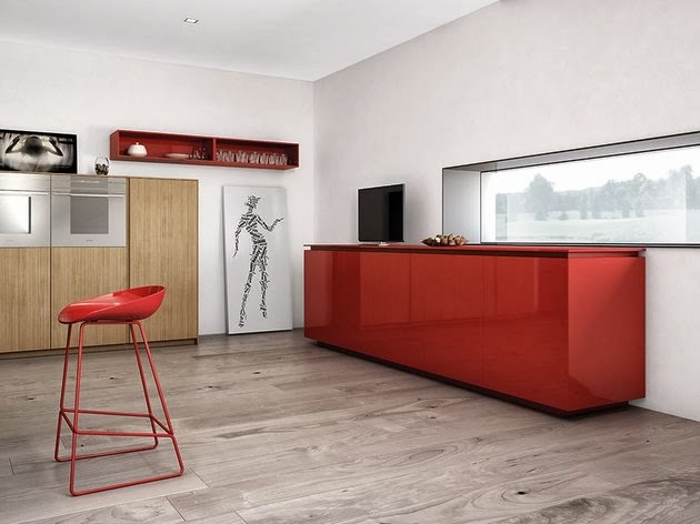 Dapur Minimalis dengan Aksen Warna Merah | Desain Rumah ...