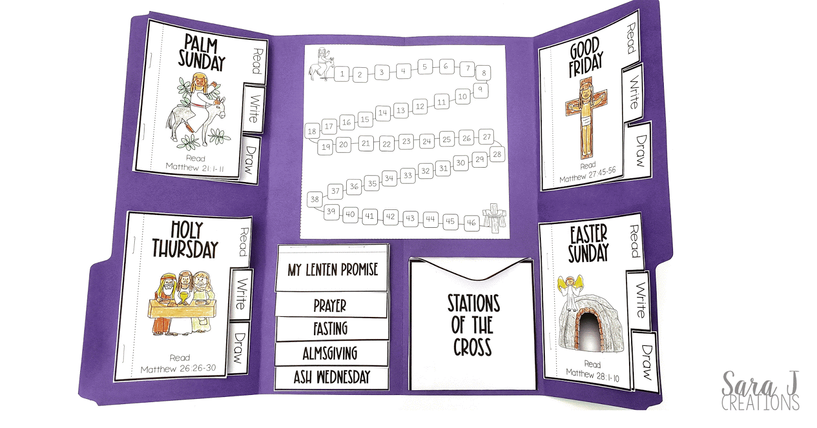 Use this Catholic Lent lapbook to help your students grow closer to Jesus through scripture and Catholic traditions & devotions.