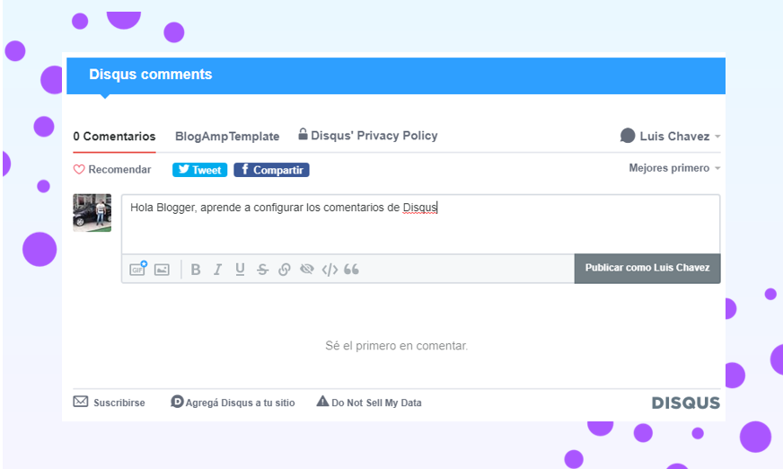 Cómo configurar los comentarios de Disqus de mi blog en AMP de Blogger