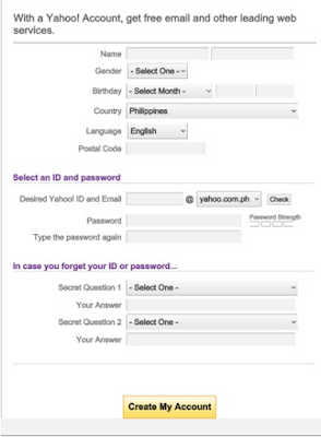 YahooMail Nigeria Registration