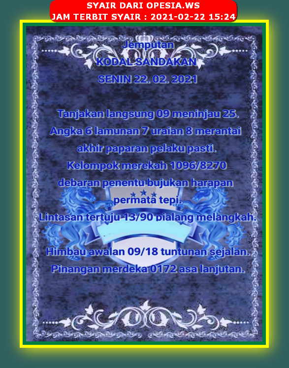 32 Syair bd sgp 22 februari 2021