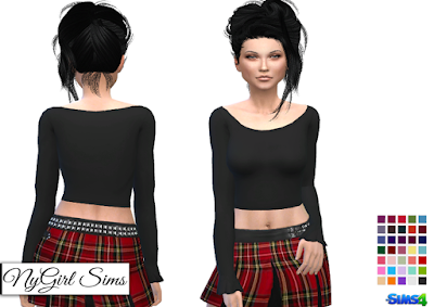 NyGirl Sims 4: Ruffle Cuffed Long Sleeve Crop Top
