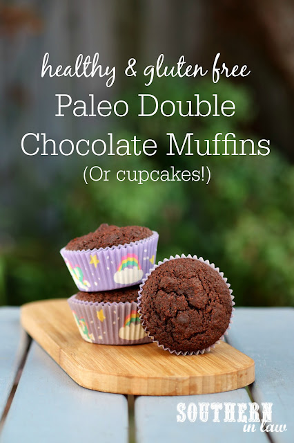 Healthy Paleo Double Chocolate Muffins Recipe - gluten free,  grain free, paleo, nut free, soy free, sugar free, low fat