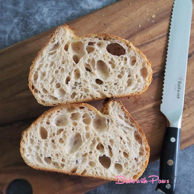 Basic Open Crumb Sourdough Bread (High Hydration) BAKE WITH PAWS