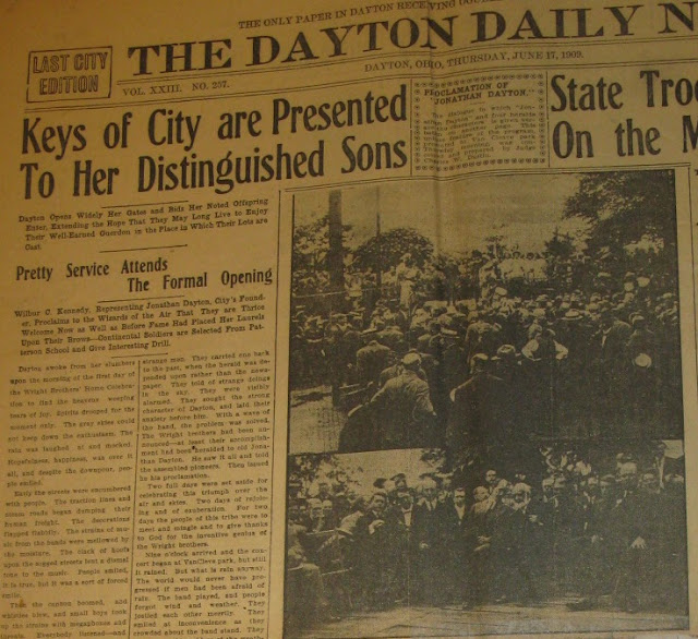 Dayton Daily News June 17, 1909 Wright Brother Home Celebration Keys of City are Presented To Her Distinguished Sons