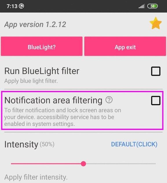 BlueLight Filter accessibility setting (블루라이트 필터 접근성 권한 설정)