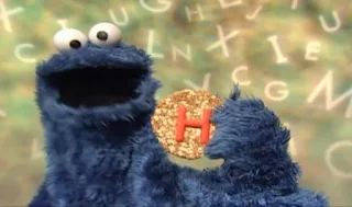 The Letter of the Day H, Cookie Monster greets the audience. Sesame Street Episode 4071