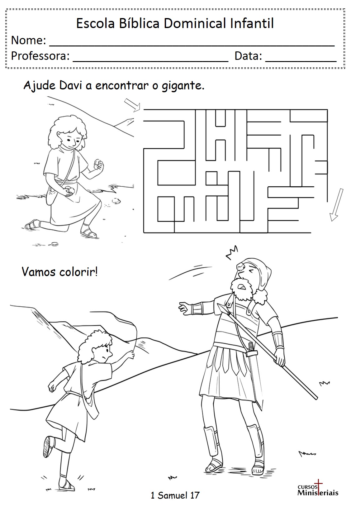 Cursos e Recursos Ministeriais para o Crescimento da Igreja Atividade bíblica infantil sobre Davi Cursos e Recursos Ministeriais para o Crescimento da Igreja Atividade bíblica infantil sobre Davi