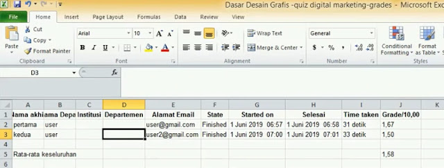 Rekap Nilai Bentuk Excel Rekap Nilai Bentuk Excel