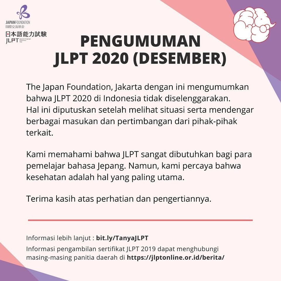 Jlpt Indonesia 2020 Resmi Tidak Dilaksanakan Fujiharu Com