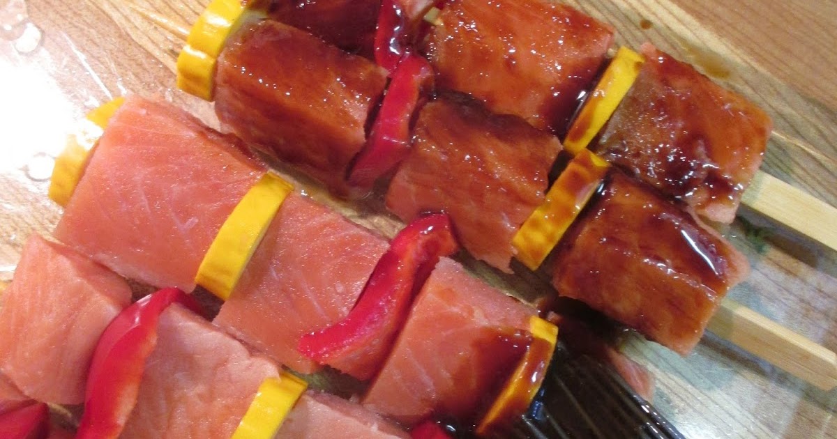 Just my Stuff Teriyaki Salmon Skewers with Sriraccha Mayo