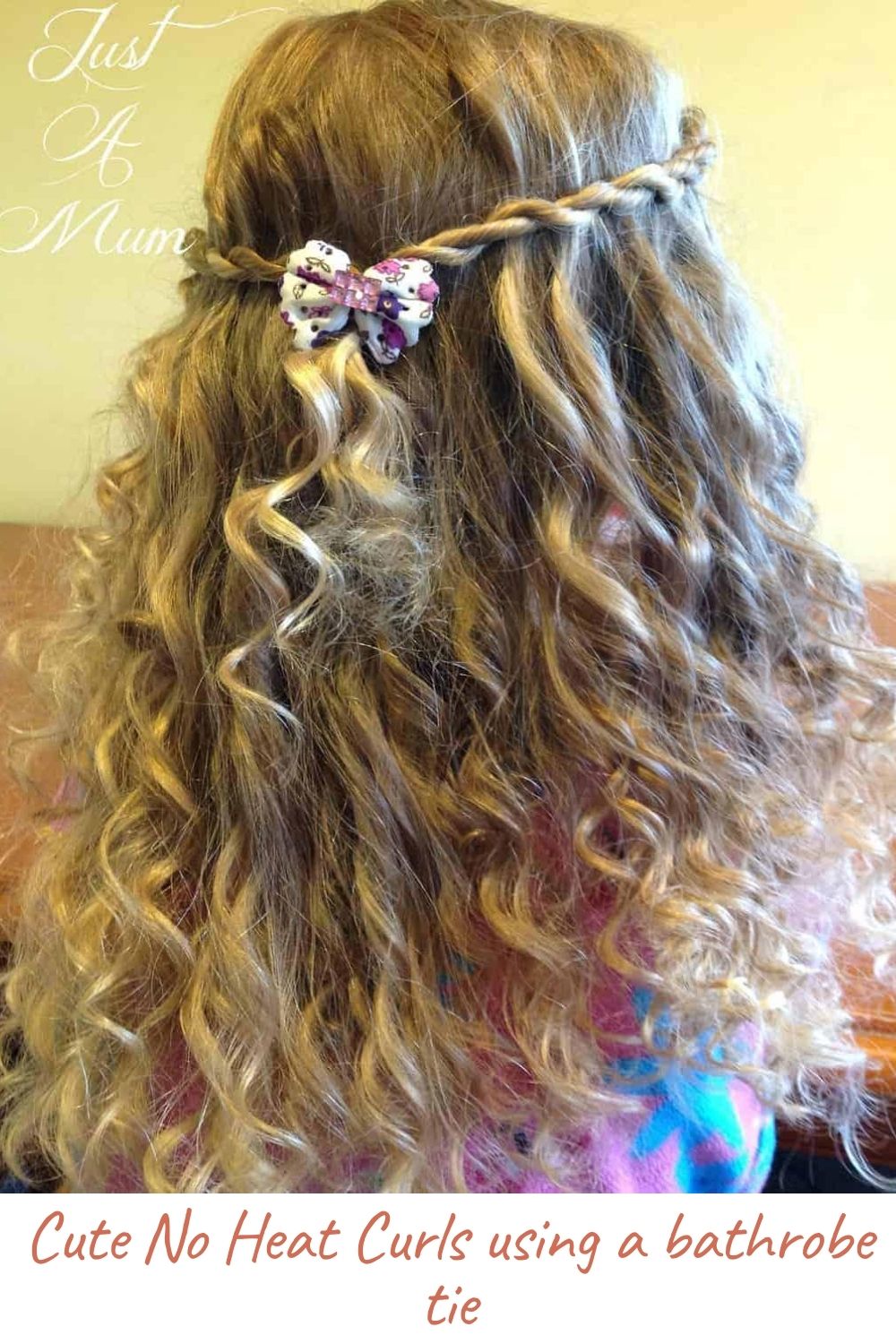 Cute No Heat Curls using a bathrobe tie