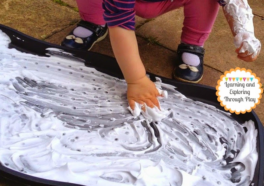 Learning and Exploring Through Play Shaving Foam Sensory