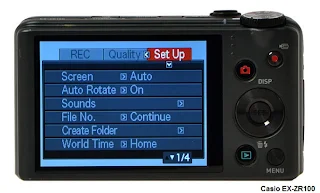 Casio EX-ZR100 camera display