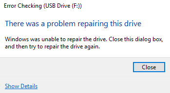 Windowsはドライブを修復できませんでした