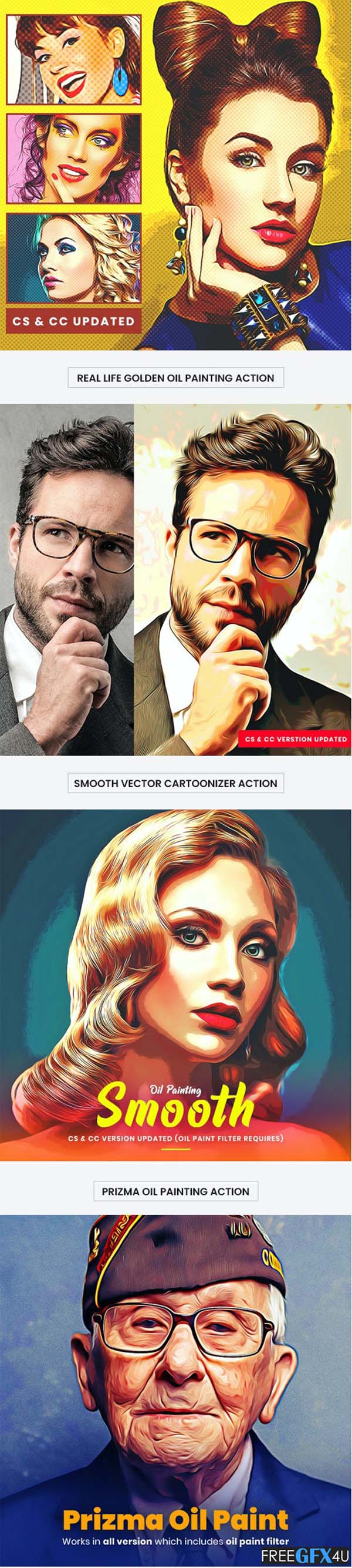 GraphicRiver - 4 in 1 Cartoon Oil Painting PS Action Bundle 4 in 1 Cartoon Oil Painting PS Action Bundle