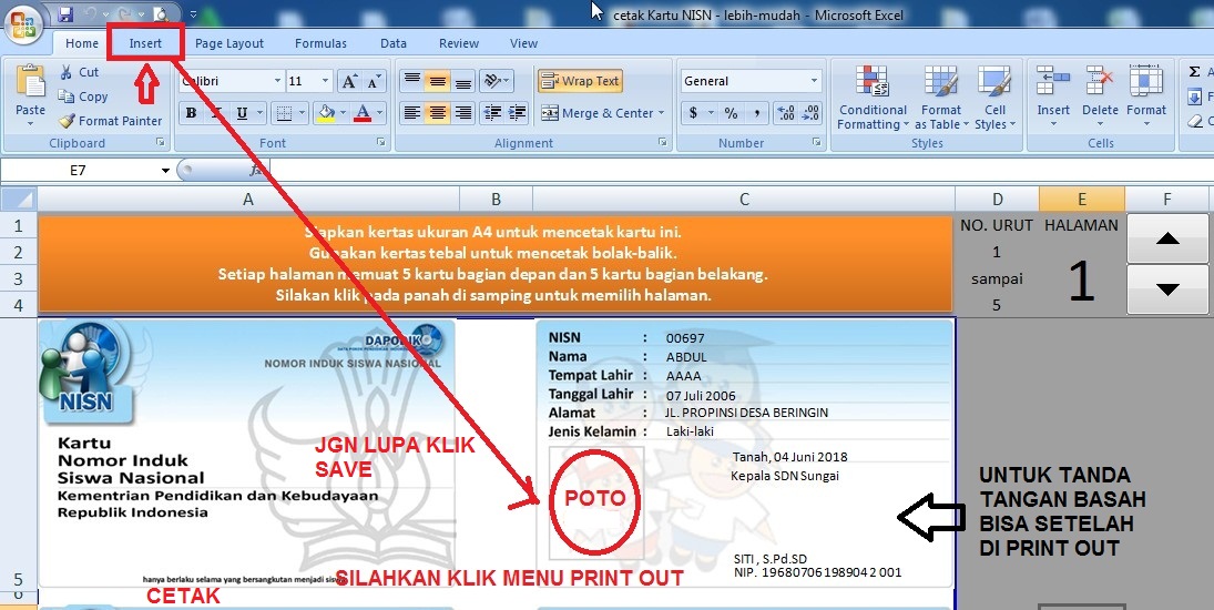Cara Cetak Kartu Nisn Dengan Mudah Aero Jihan