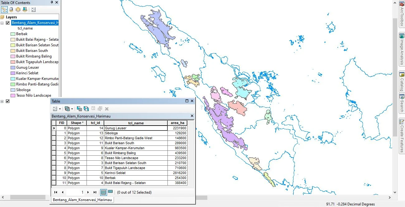 Data SHP Peta Bentang Alam Konservasi Harimau