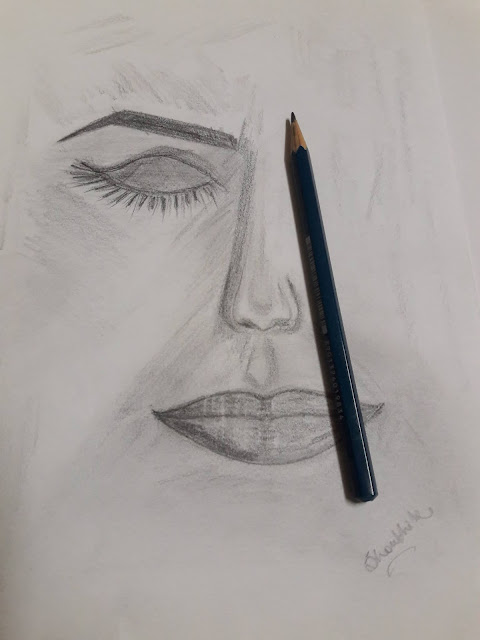 pencil sketch of girl