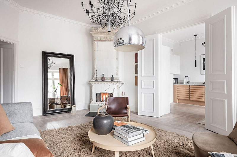 Stylish Swedish apartment in shades of beige and brown