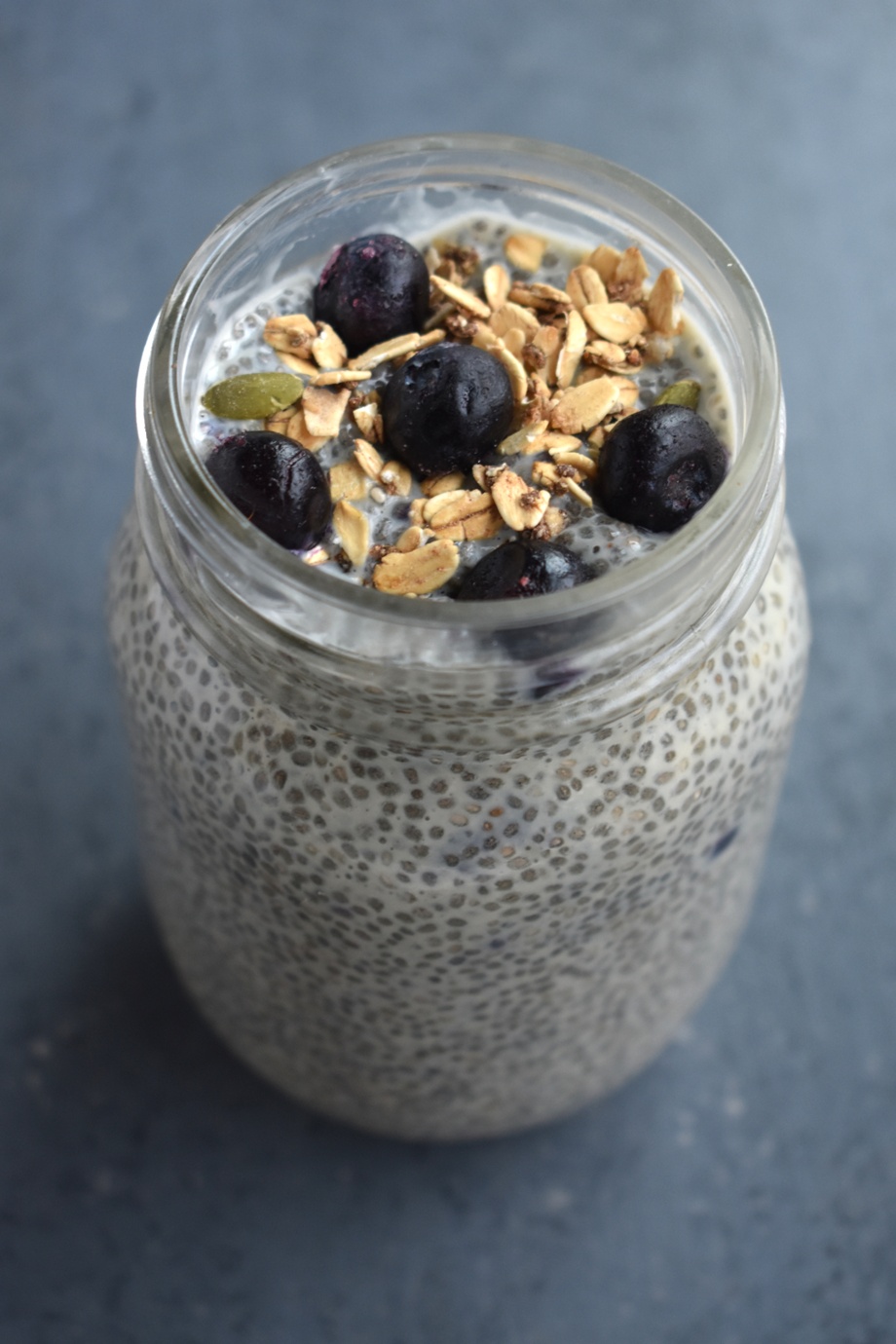 Blueberry Vanilla Chia Seed Pudding takes 5 minutes to make, is super tasty and is a protein, fiber and omega-3 rich breakfast!