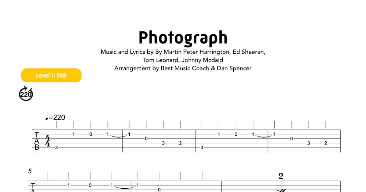 Photograph, Ed Sheeran, Level 1 TAB, Guitar