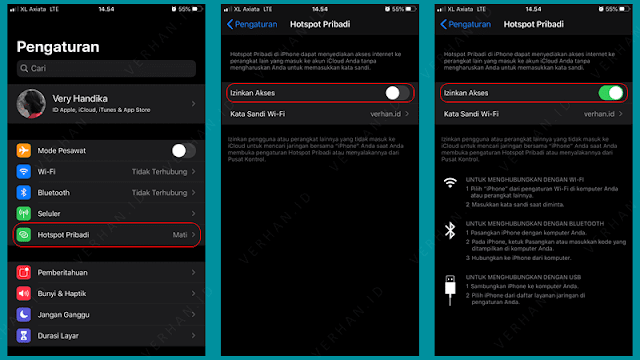 cara aktifkan hotspot pribadi