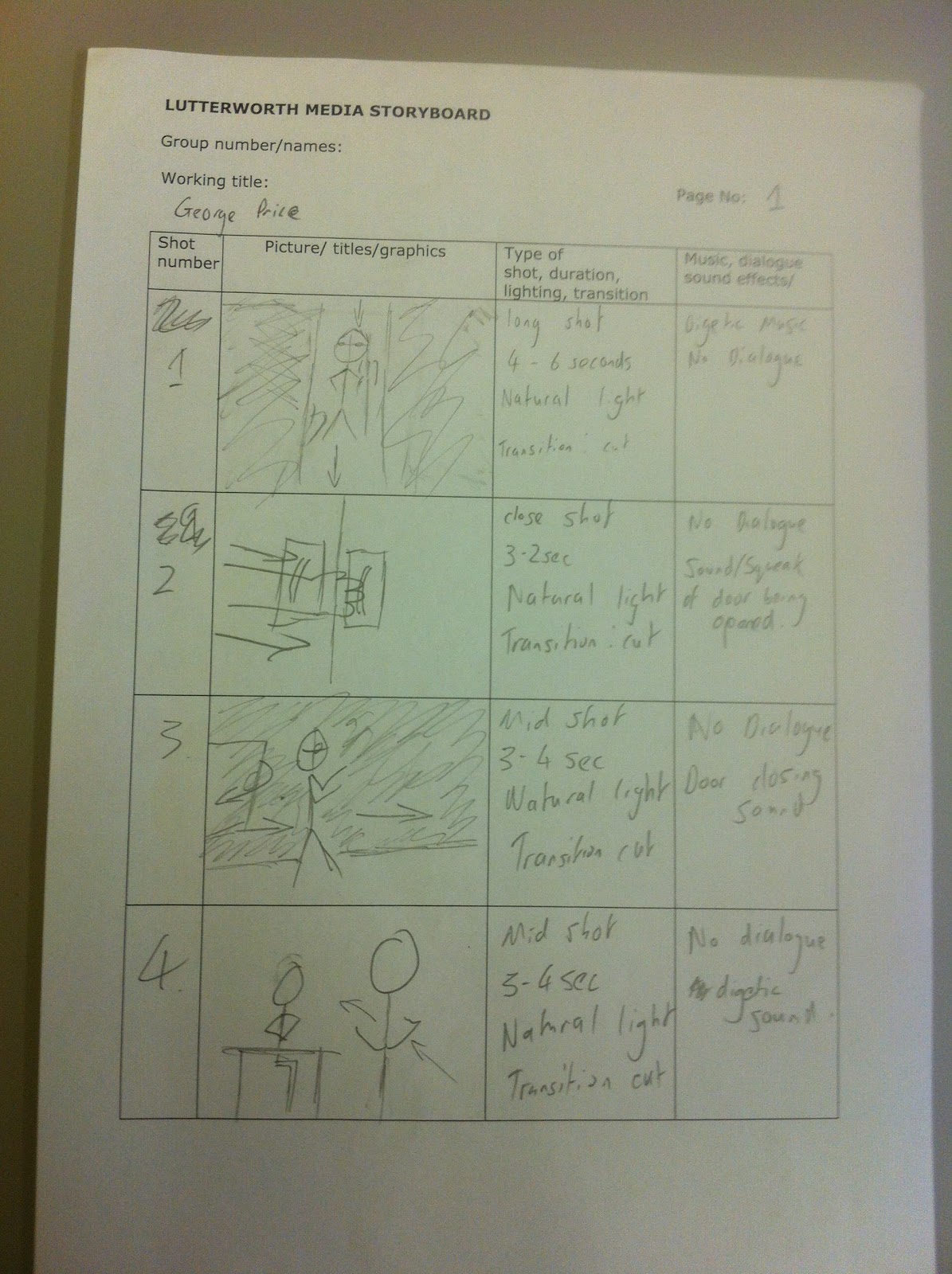 George Price Coursework 12/13: Prelim filming task