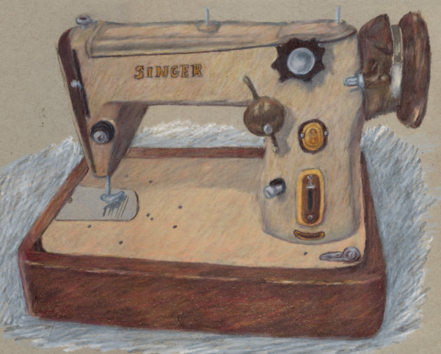 Colored pencil drawing -- sewing machine