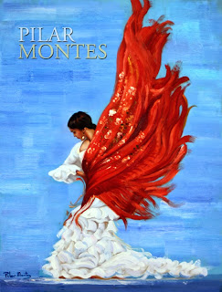 Cuadro "Bailaora con mantón rojo" de Pilar Montes