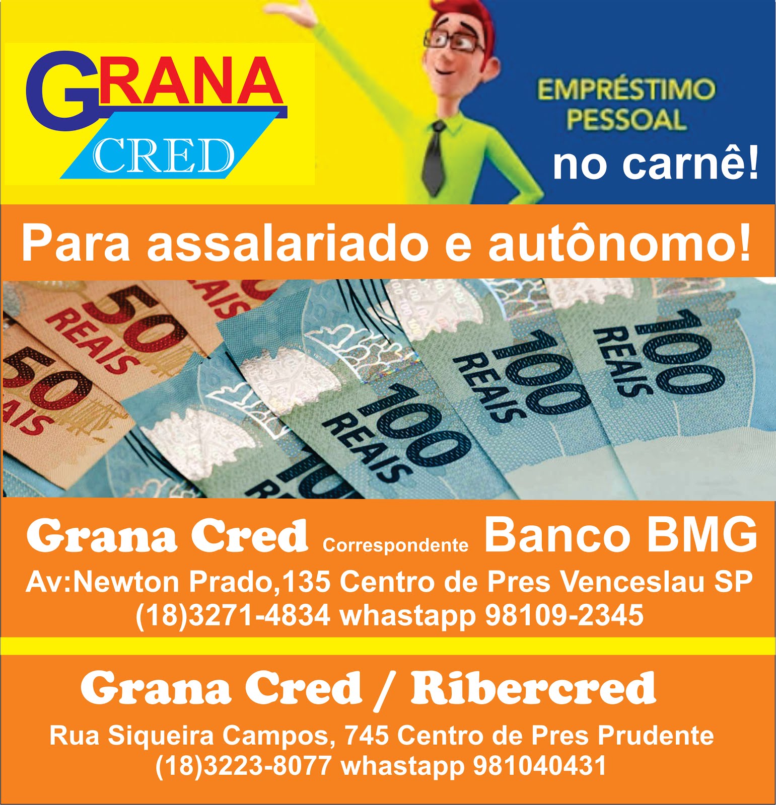 Grana Cred Empréstimo no boleto para autônomo e assalariados em Presidente Venceslau Grana Cred Empréstimo no boleto para autônomo e assalariados em Presidente Venceslau