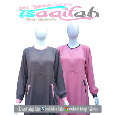 Set Gamis Syari Tsaqifah Abu - Pink Kalem Set Gamis Syari Tsaqifah Abu - Pink Kalem