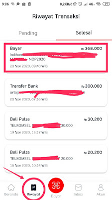 Cara Bayar Tagihan Wifi Indihome di Linkaja (Terbaru) cara melihat riwayat transaksi di linkaja