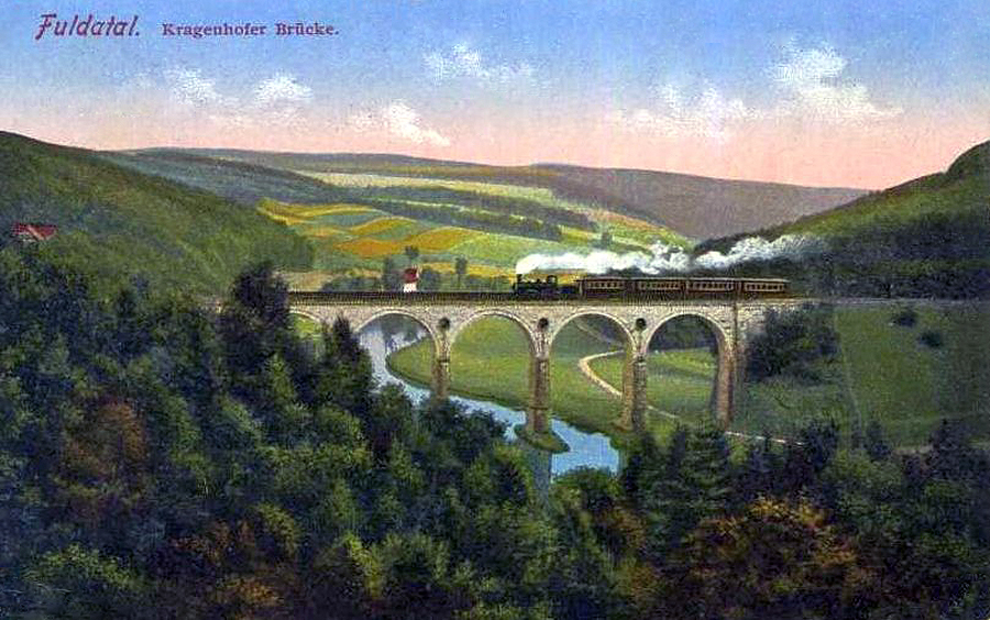 transpress nz early train on the Kragenhofer bridge, Fuldatal, Germany