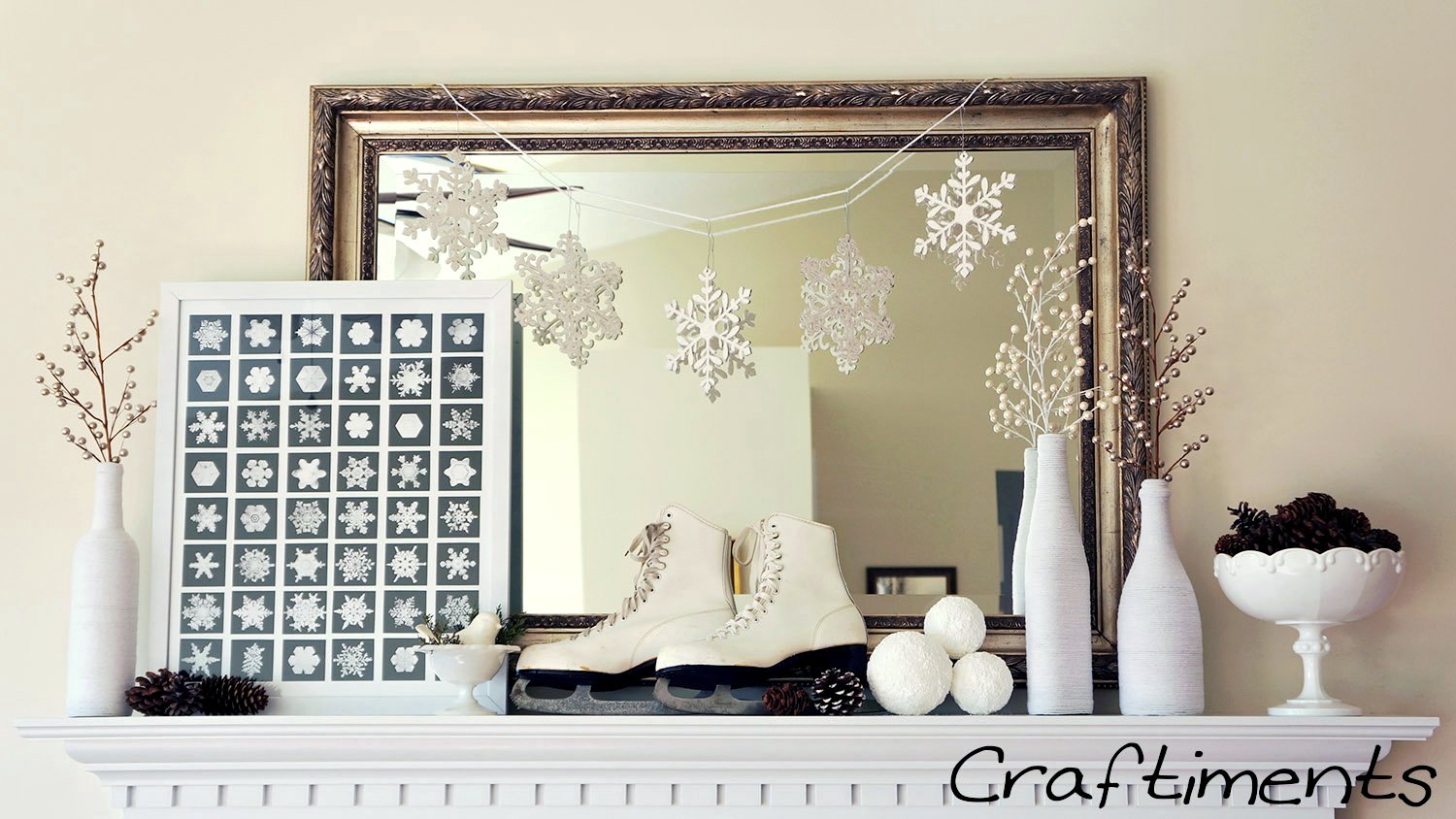 Craftiments:  Snowy White Winter Mantel