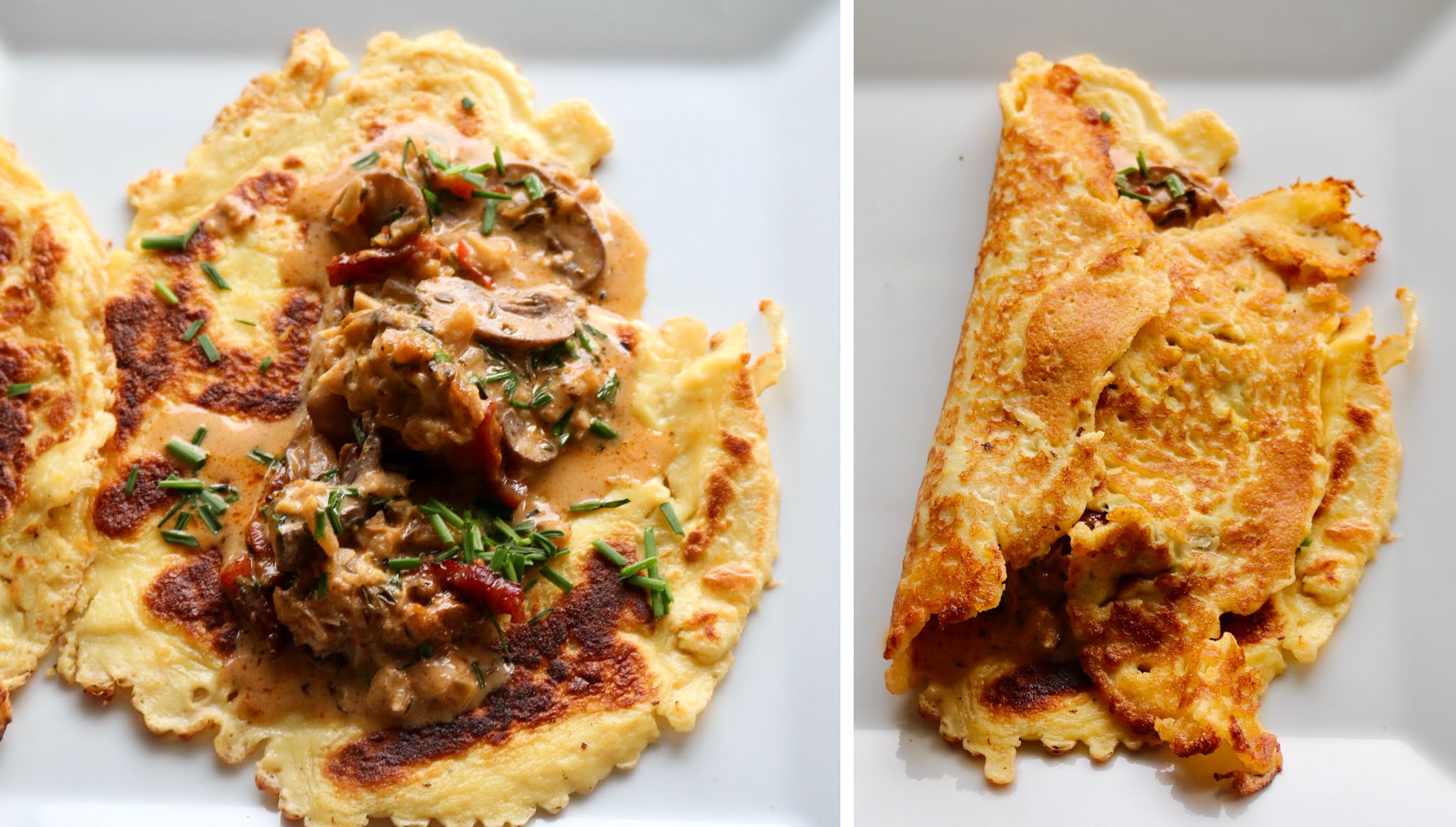 Pfannkuchen mit Pilzen