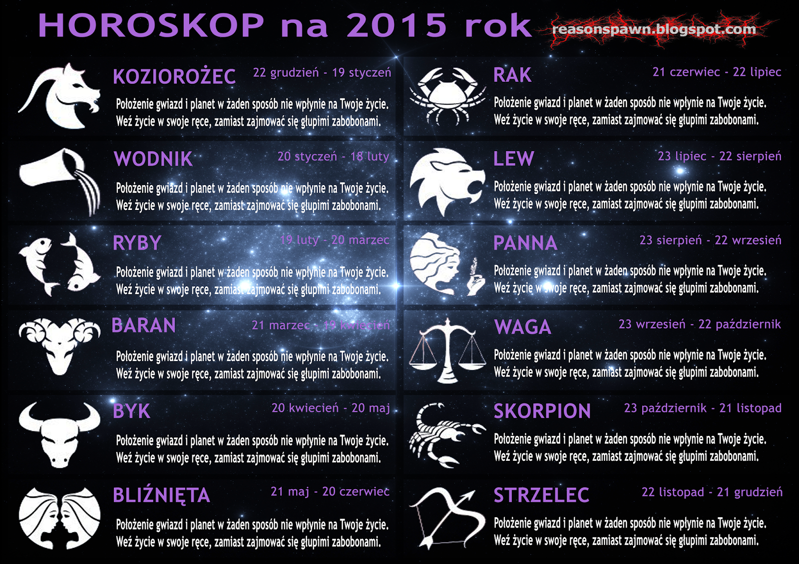 Reasonspawn HOROSKOP 2015.