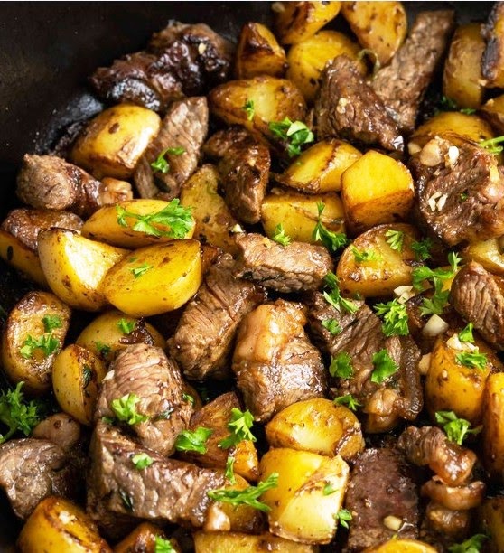 Asian Steak Bites and Potatoes