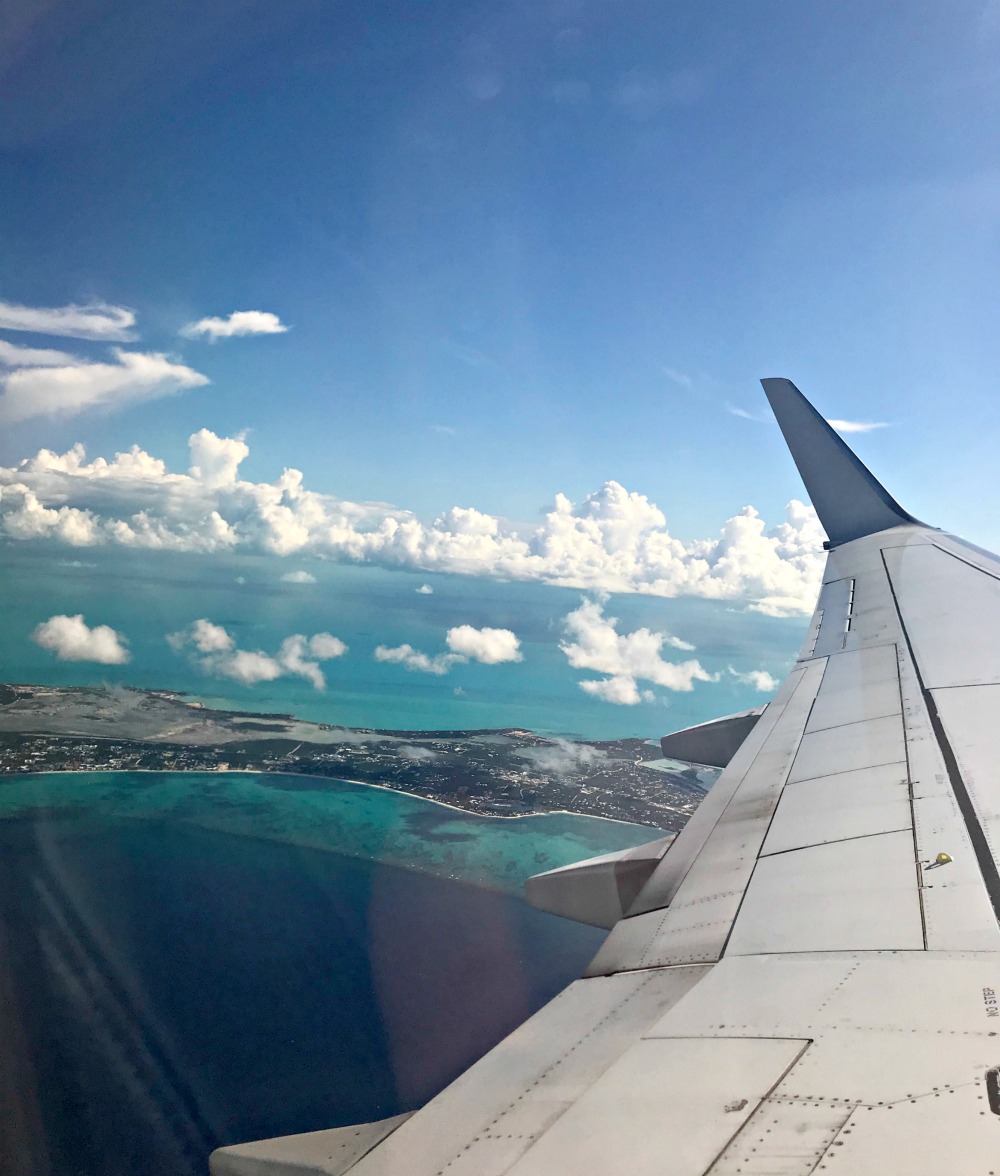 airplane over Caribbean