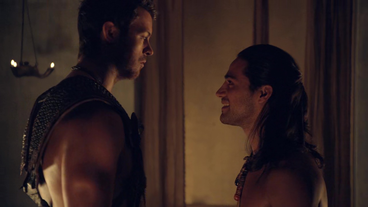 ausCAPS: Daniel Feuerriegel and Pana Hema Taylor nude in Spartacus: War Of The Damned 3-03 "Men