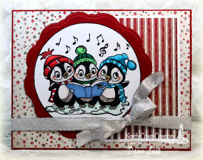 North Coast Creations Stamp set: Caroling Penguins, Our Daily Bread Designs Custom Dies: Circle Ornaments, Doily, Our Daily Bread Designs Paper Collection: Christmas 2014