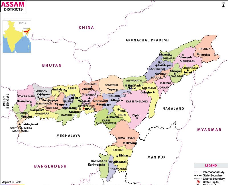 List of Total Districts and their Blocks names in Assam, 2019