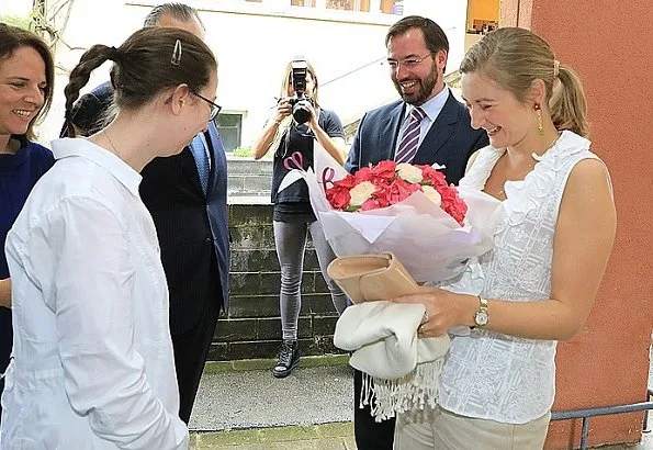 Hereditary Grand Duke Guillaume and Hereditary Grand Duchess Stéphanie of Luxembourg visited the Kräizbierg Foundation in Dudelange