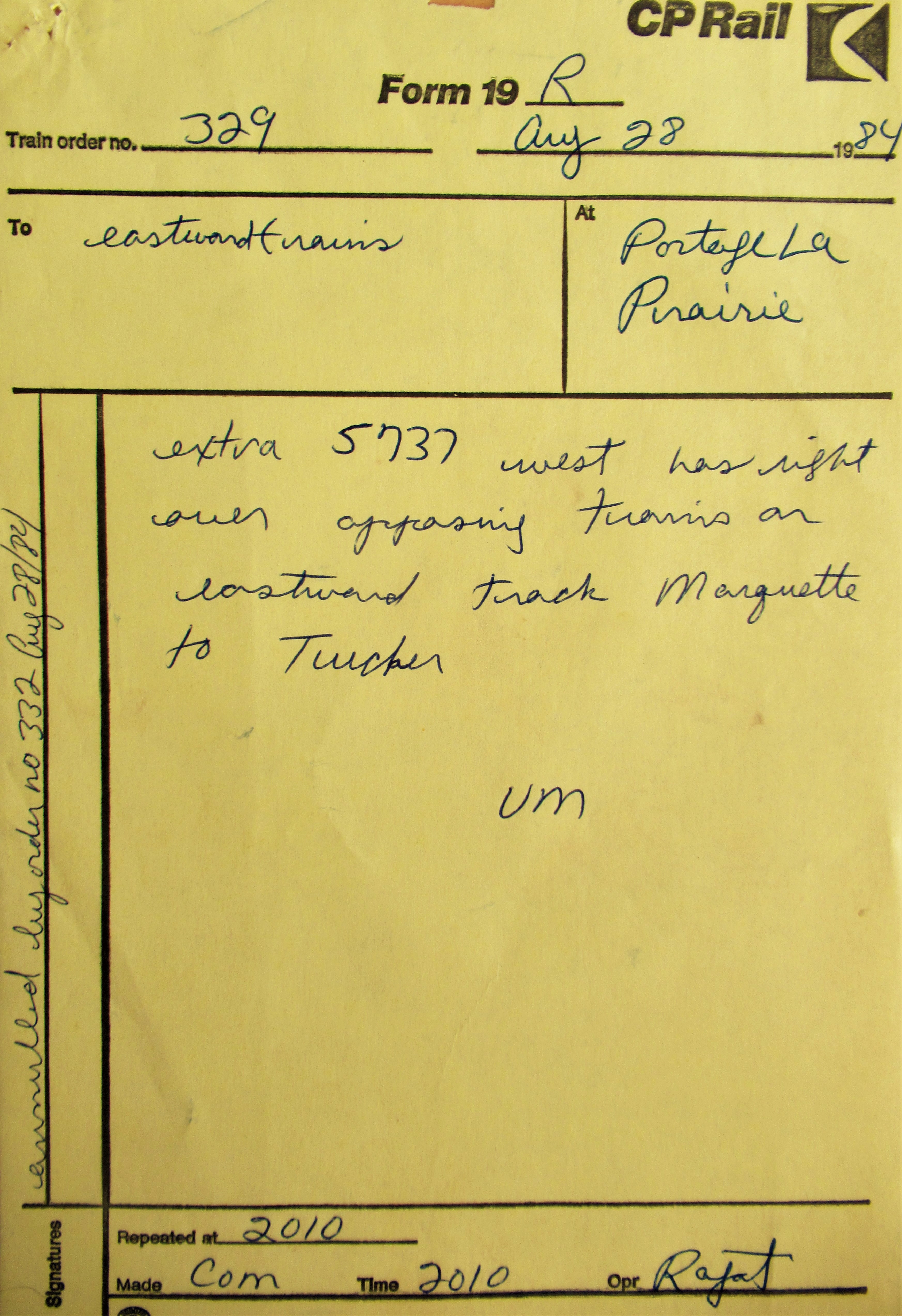 Trackside Treasure Postscript CN's Portage la Prairie Operators