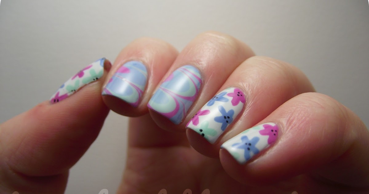 Try My Hand: NOTD : Water Marble Floral