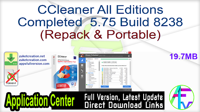 CCleaner All Editions Completed 5.75 Build 8238 (Repack & Portable)
