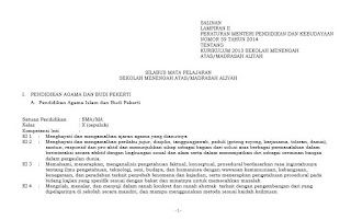 Berikut ini kami lampirkan sebuah file yang berisikan  Silabus PAI SMA Kurikulum 2013 Terbaru Semua Kelas