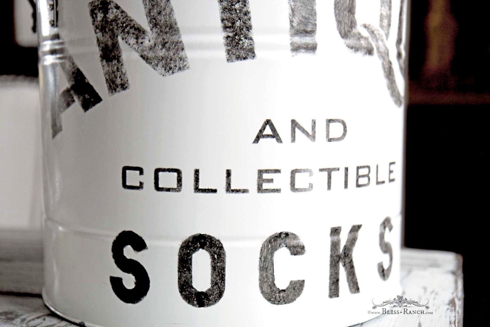 Bliss Ranch Thrift Store Decor Lettered Sock Bin