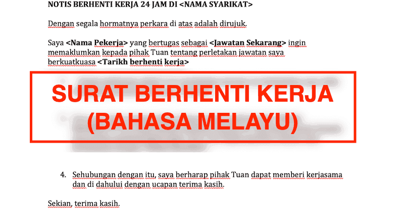 Contoh Surat Berhenti Kerja Atau Resign Paling Ringkas Dan Mudah