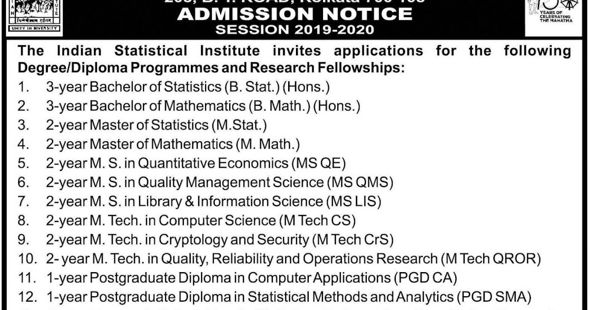Library Science Professionals Portal MS LIS Admission 20192020 at ISI